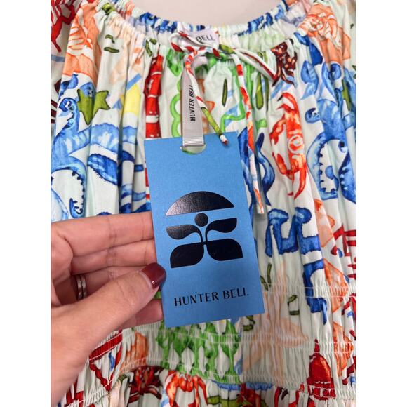 NWT Hunter Bell Scoop Neck Smocked Waist Bell Drew Mini Dress Surfside Size: 0 - Picture 4 of 8